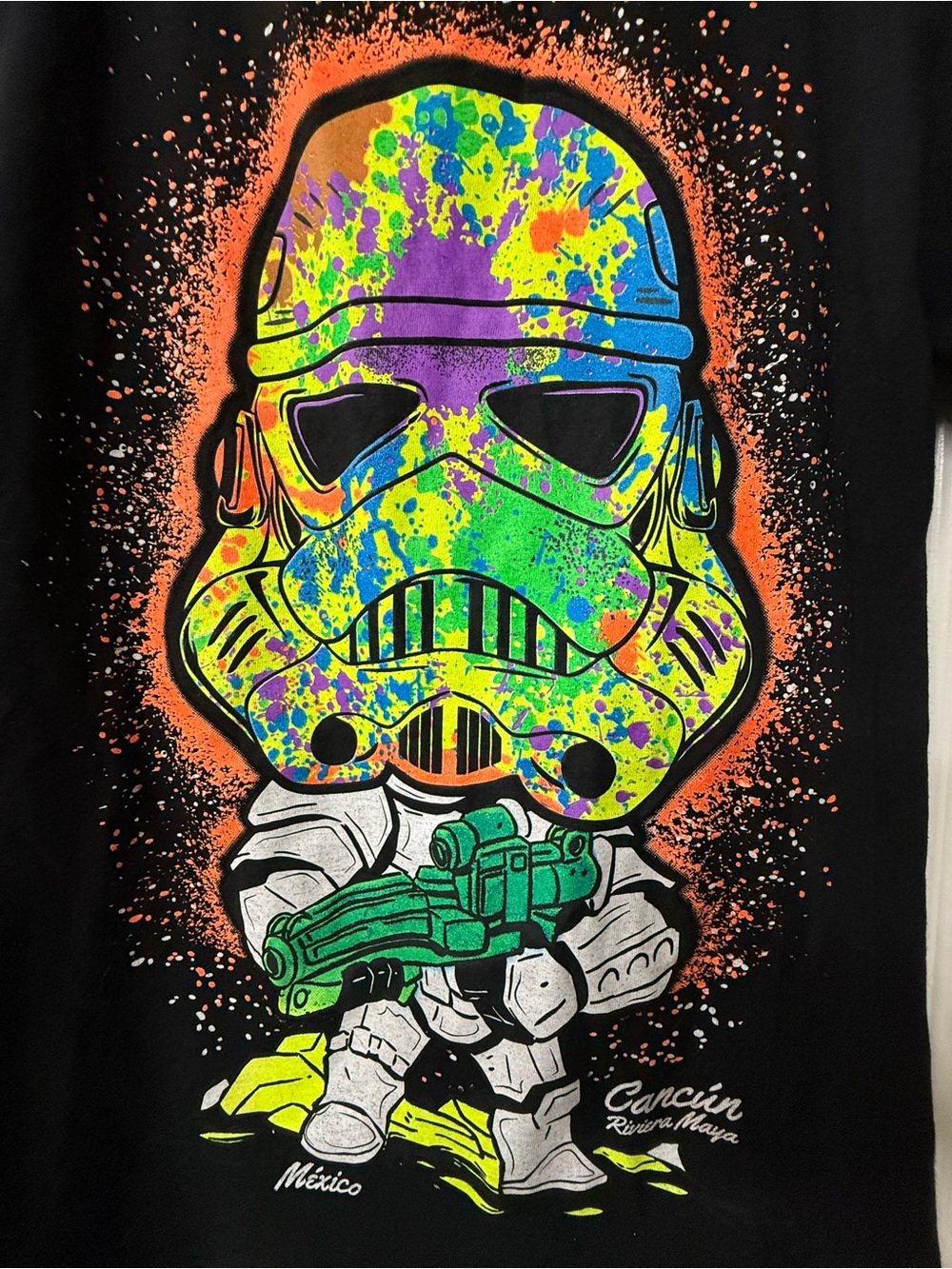 Expressions Kids Black Tee with Neon Multicolor Stormtrooper Graphic